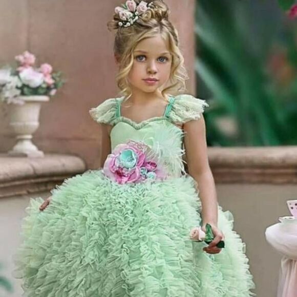 Dollcake Happily Ever After Mint Dress with Sash Girls Size 7 - Picture 2 of 6